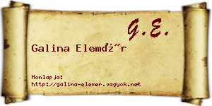 Galina Elemér névjegykártya